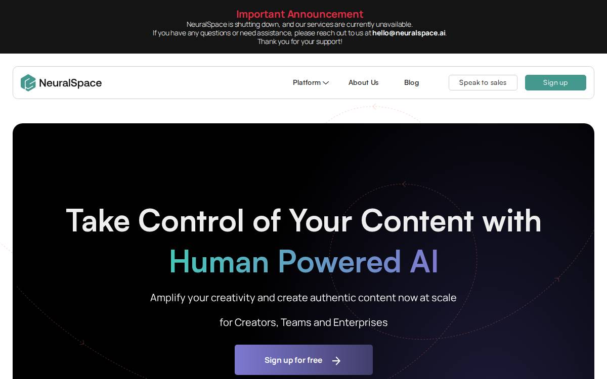 NeuralSpace website preview