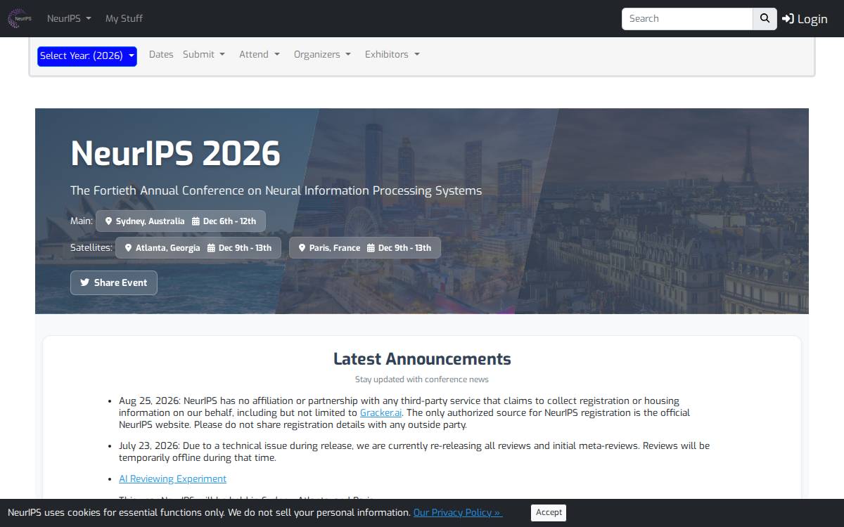 NeurIPS website preview
