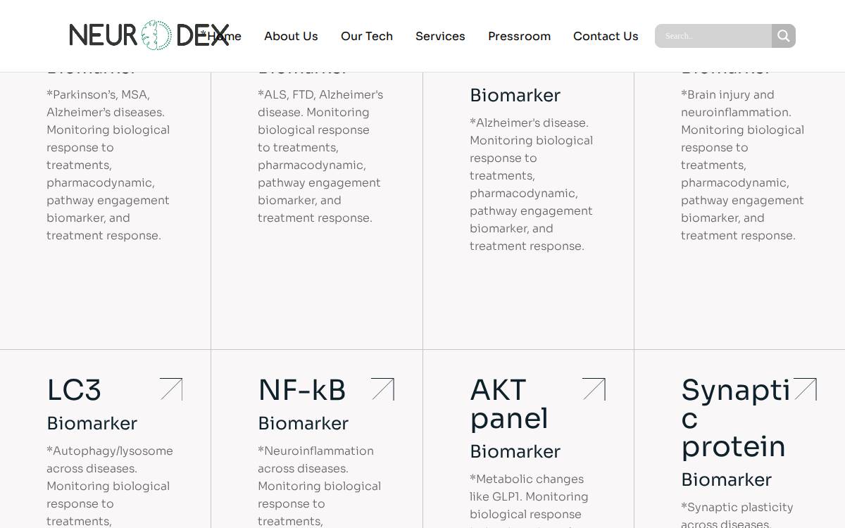 NeuroDex website preview