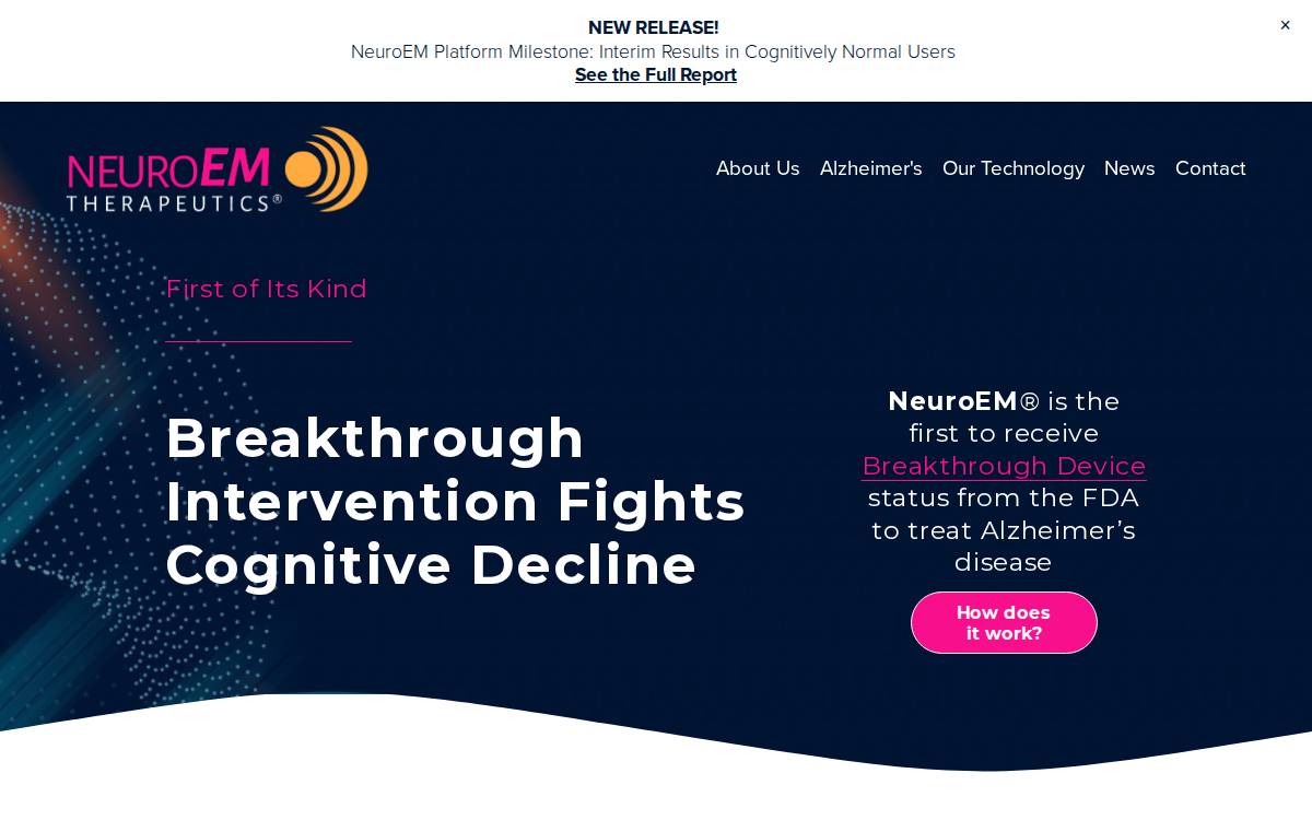 NeuroEM Therapeutics website preview