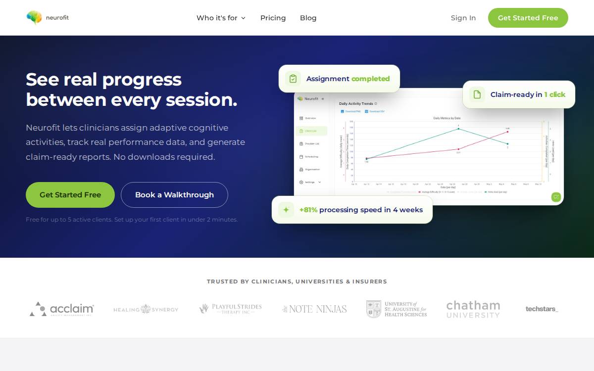 Neurofit VR website preview
