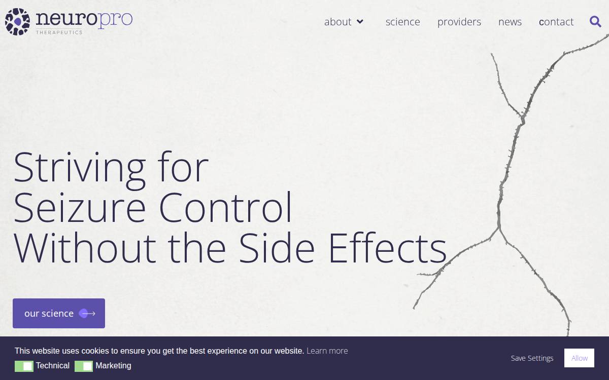 Neuropro Therapeutics website preview