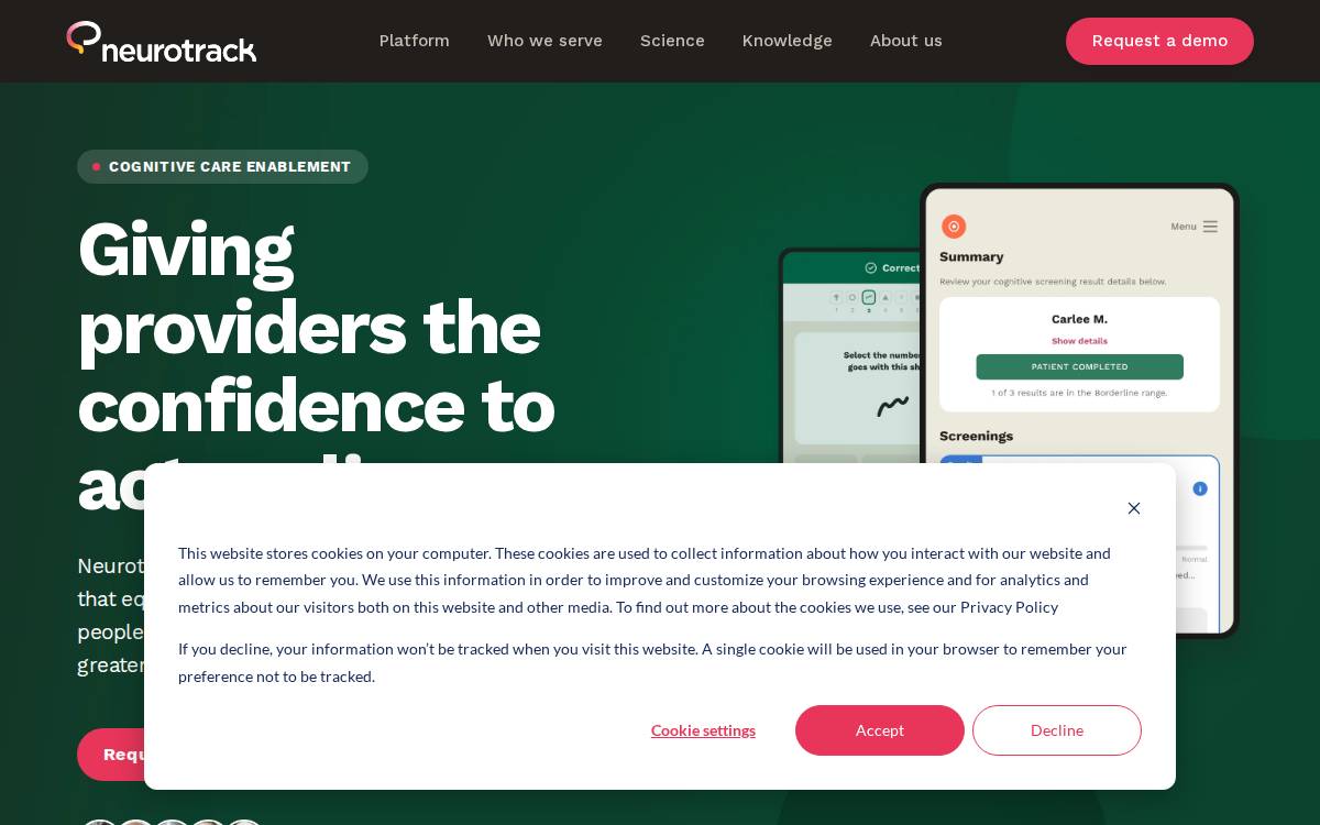 Neurotrack website preview