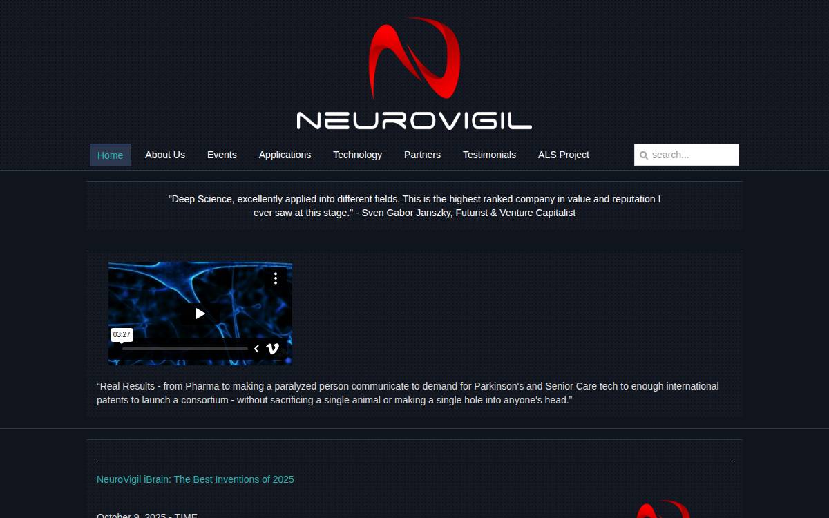 Neurovigil website preview