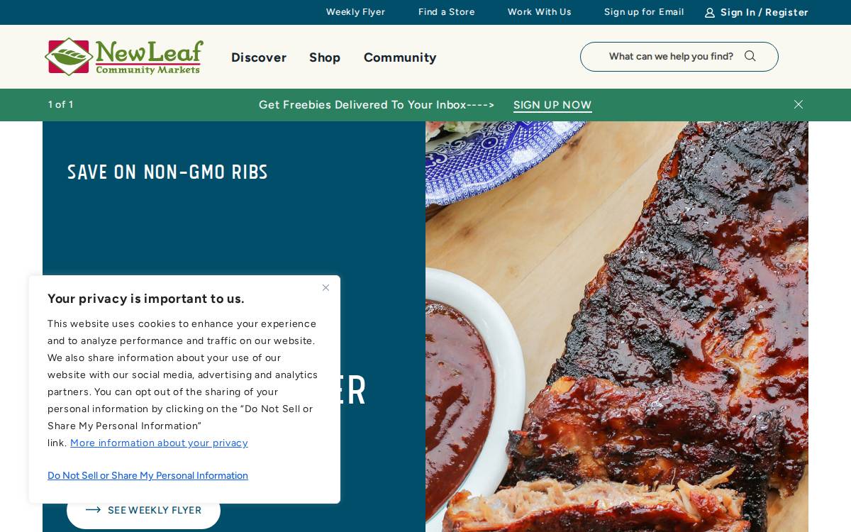 New Leaf Community Markets website preview