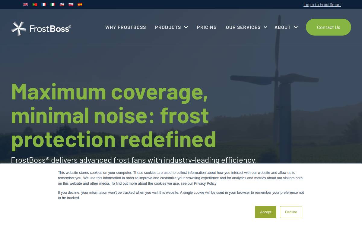 New Zealand Frost Fans website preview
