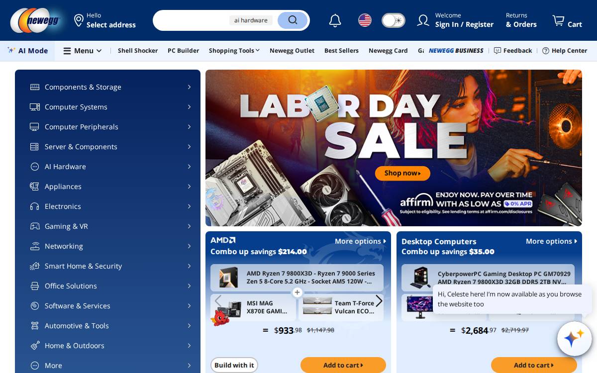 Newegg website preview