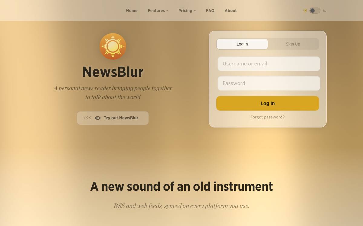 NewsBlur website preview