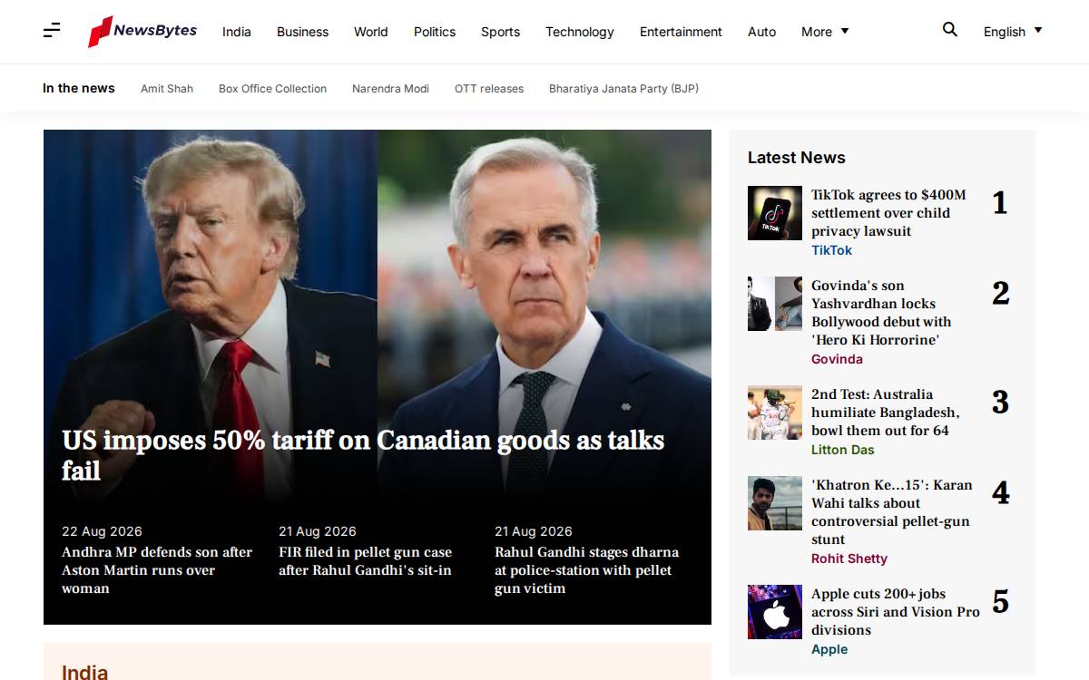NewsBytes website preview