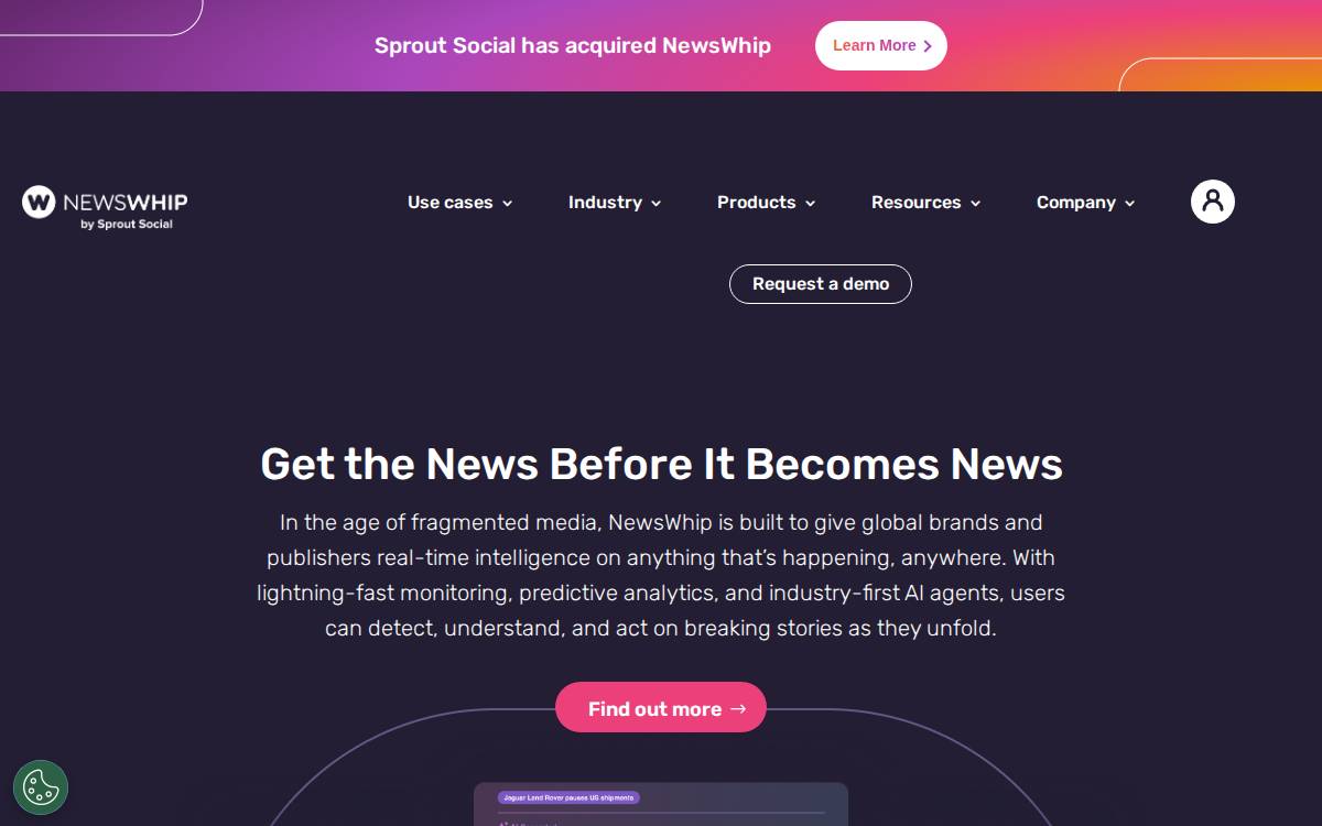 NewsWhip website preview