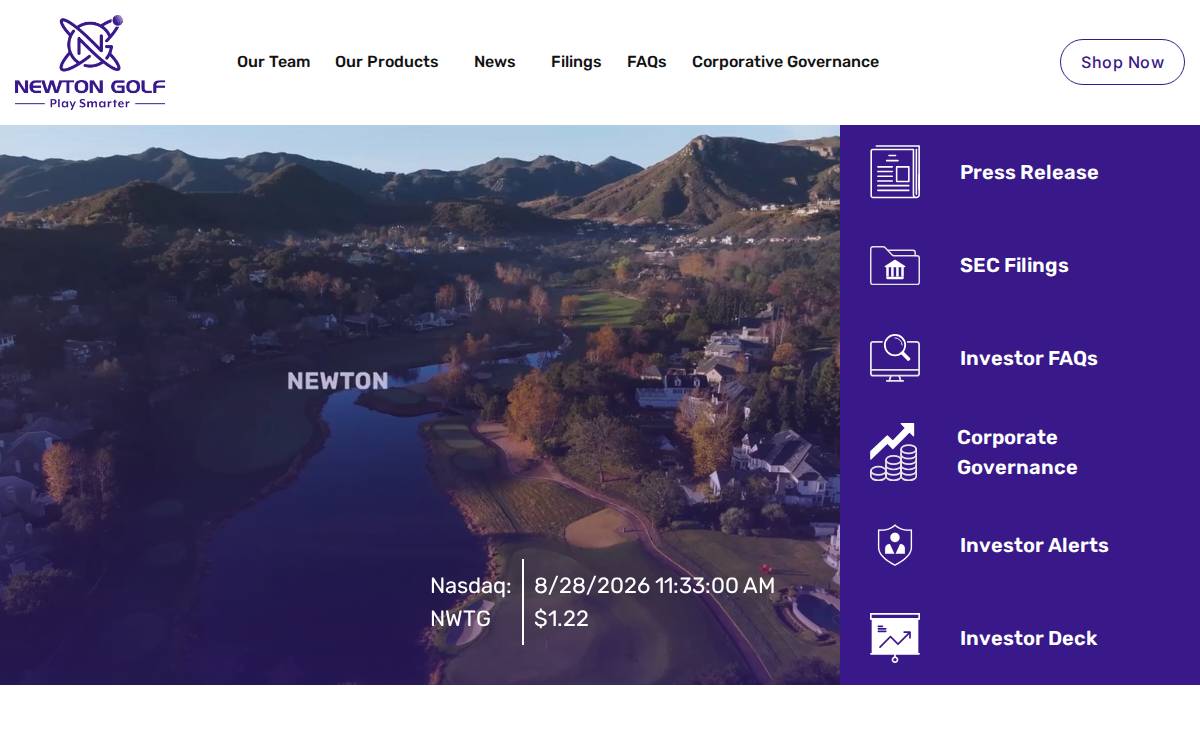 Newton Golf website preview