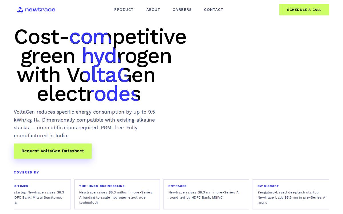 Newtrace**** Green Hydrogen website preview