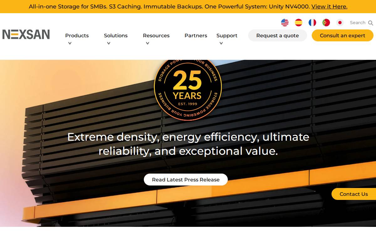 Nexsan website preview
