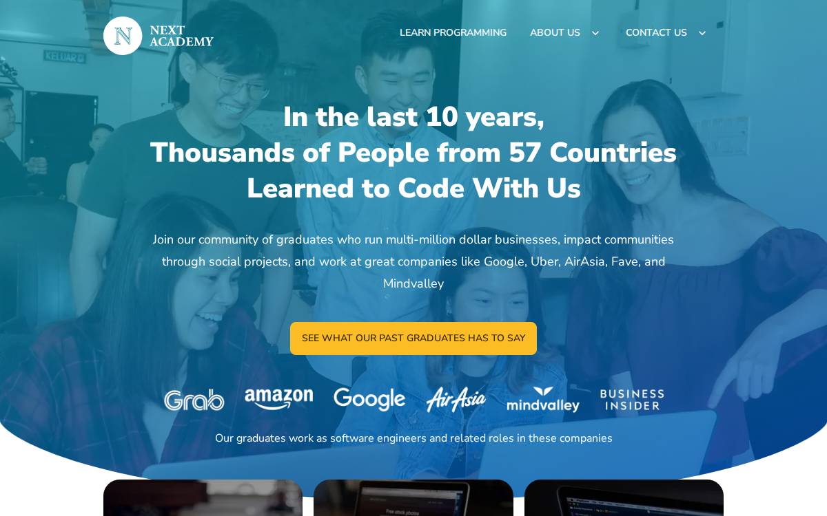 Next Acadamy website preview