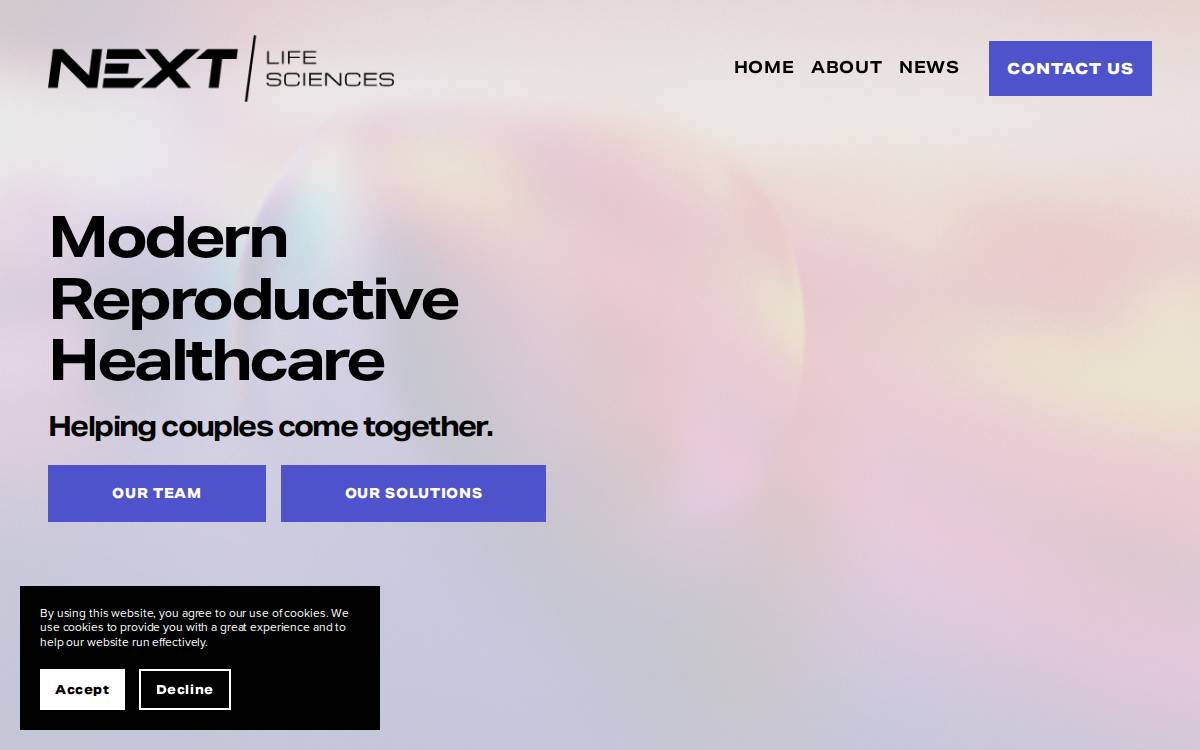 Next Life Sciences website preview