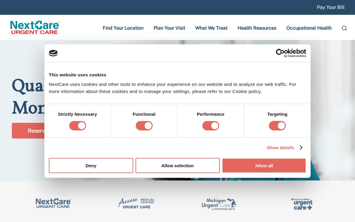 NextCare Urgent Care website preview