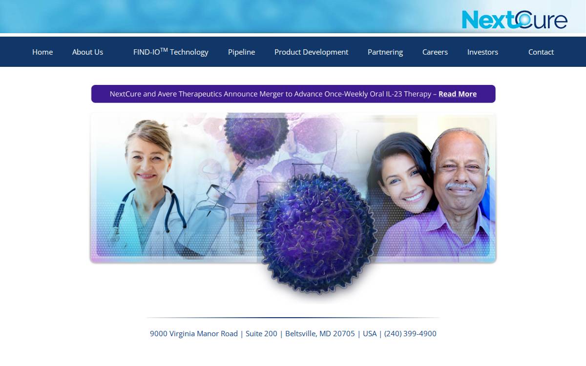 NextCure website preview