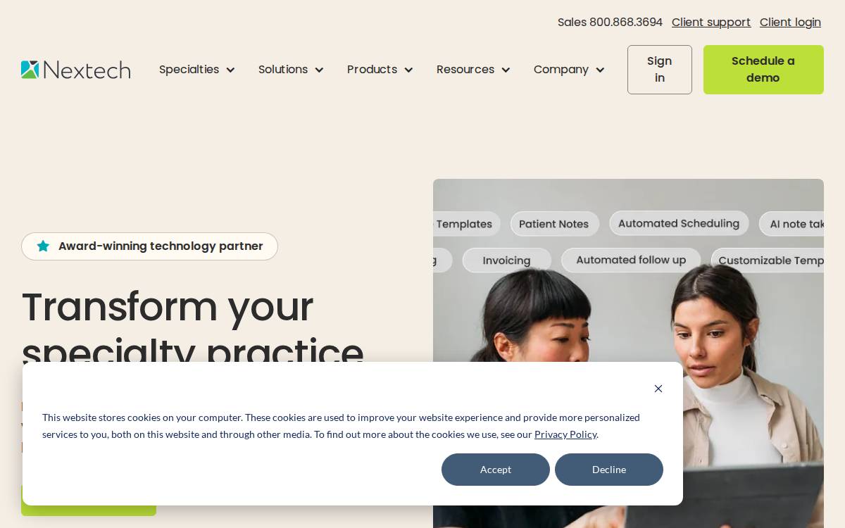Nextech website preview