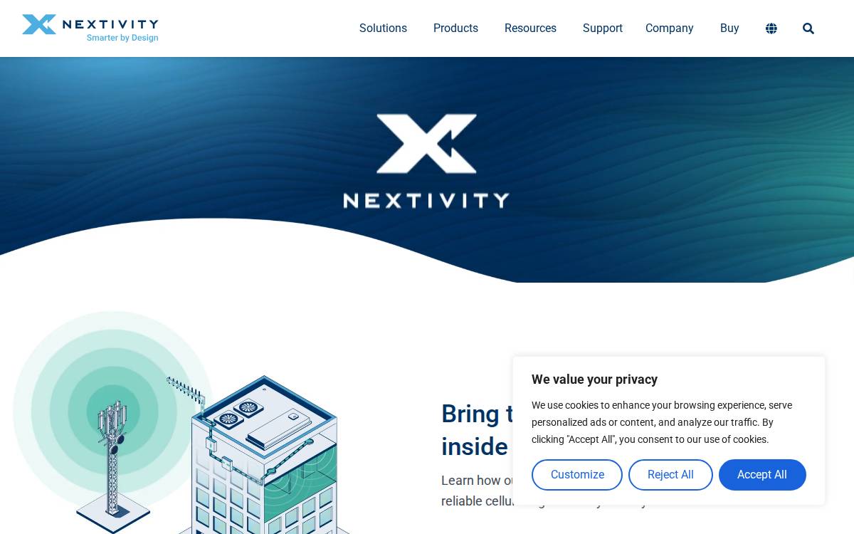 Nextivity, Inc. website preview