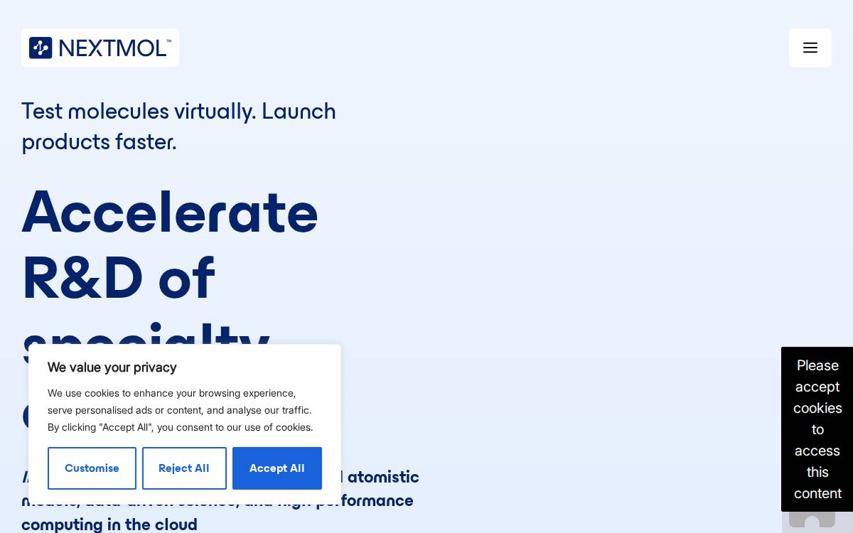 Nextmol website preview