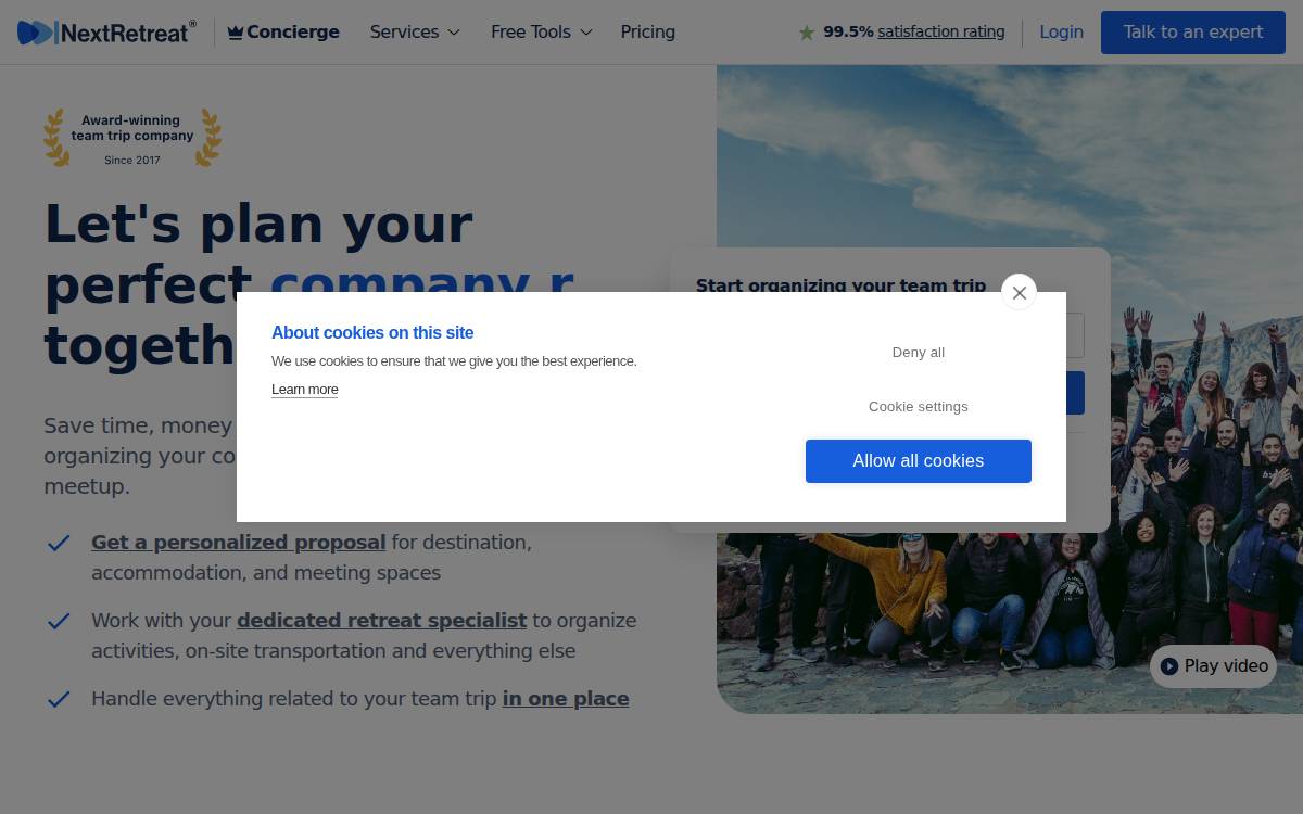 Nextretreat website preview