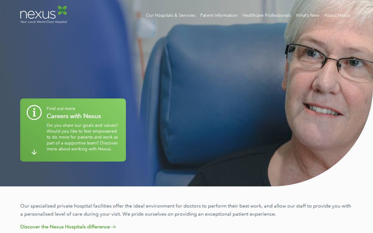Nexus Day Hospitals website preview