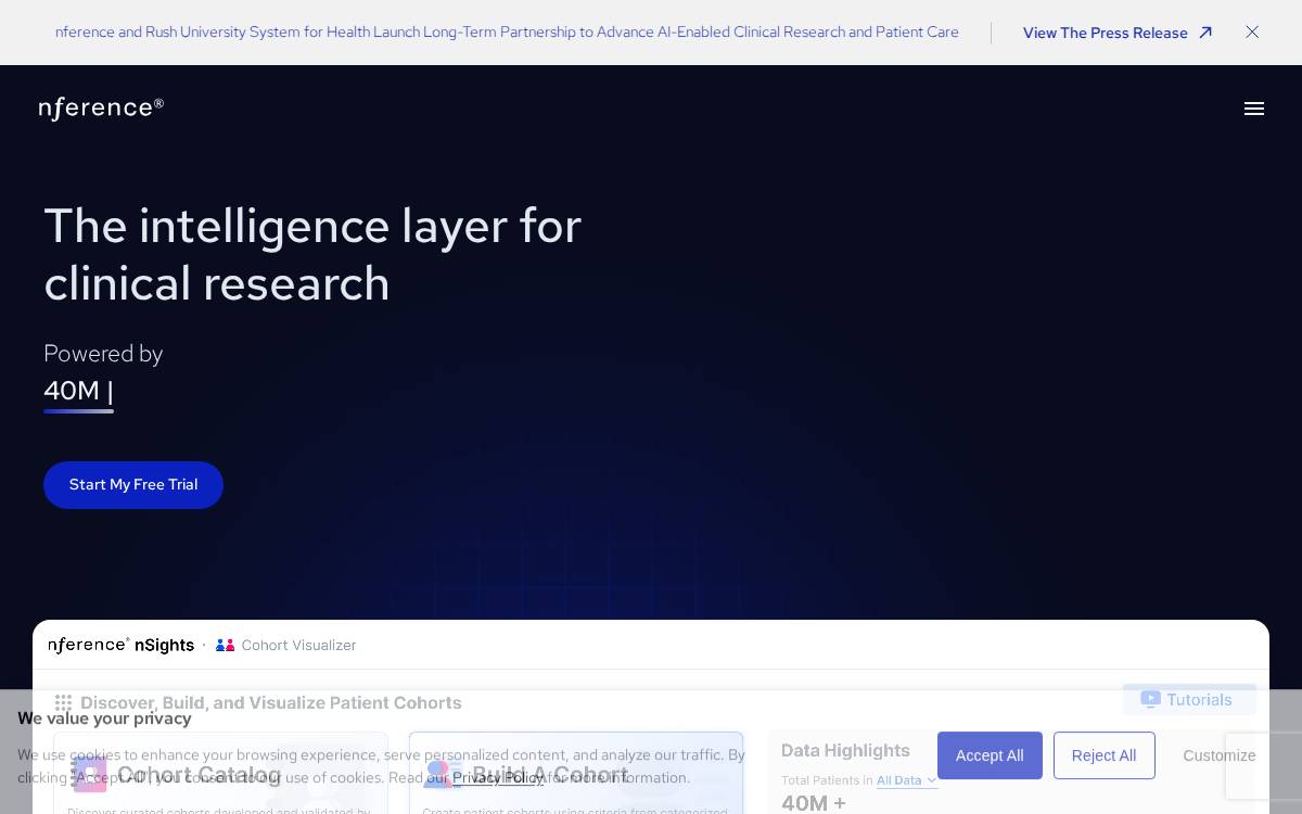 Nference website preview