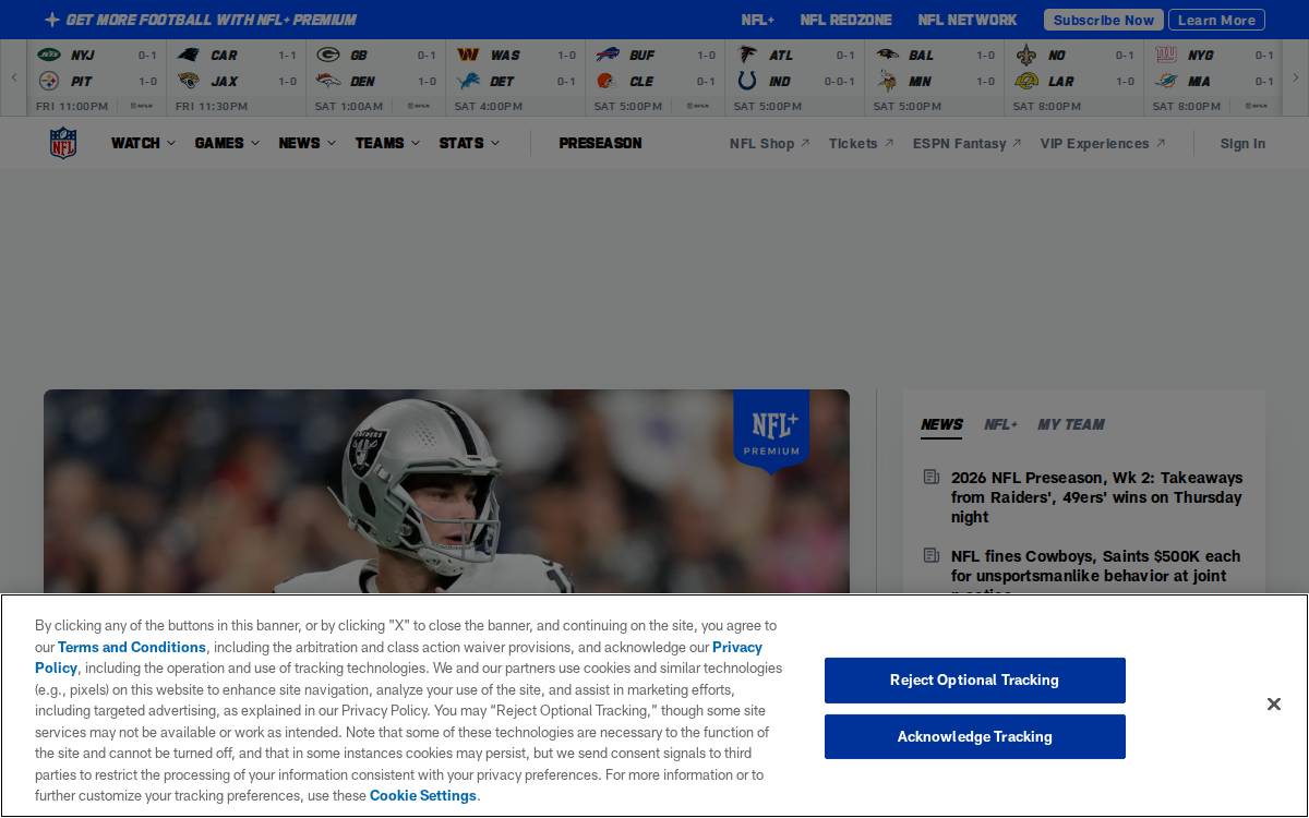 Nfl website preview
