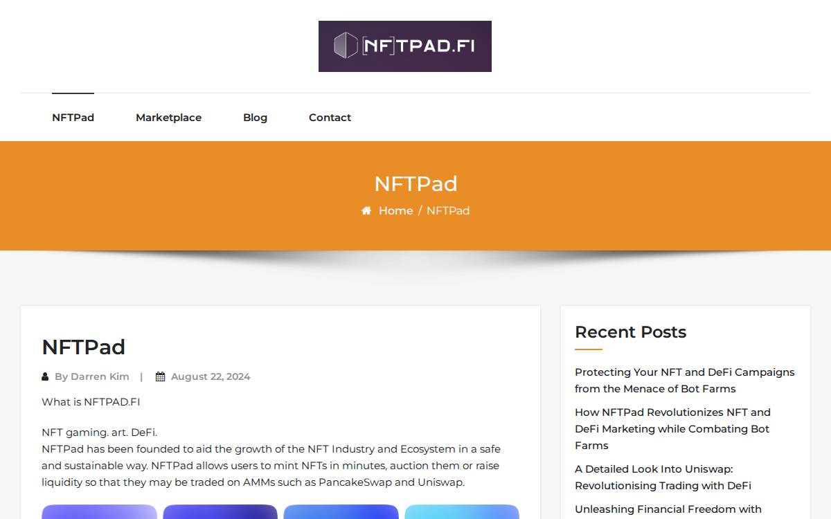 Nftpad website preview
