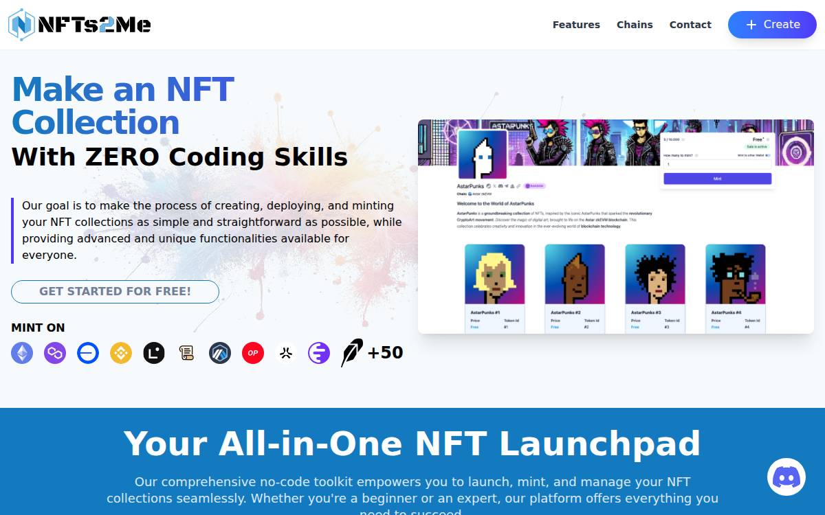 Nfts2Me website preview