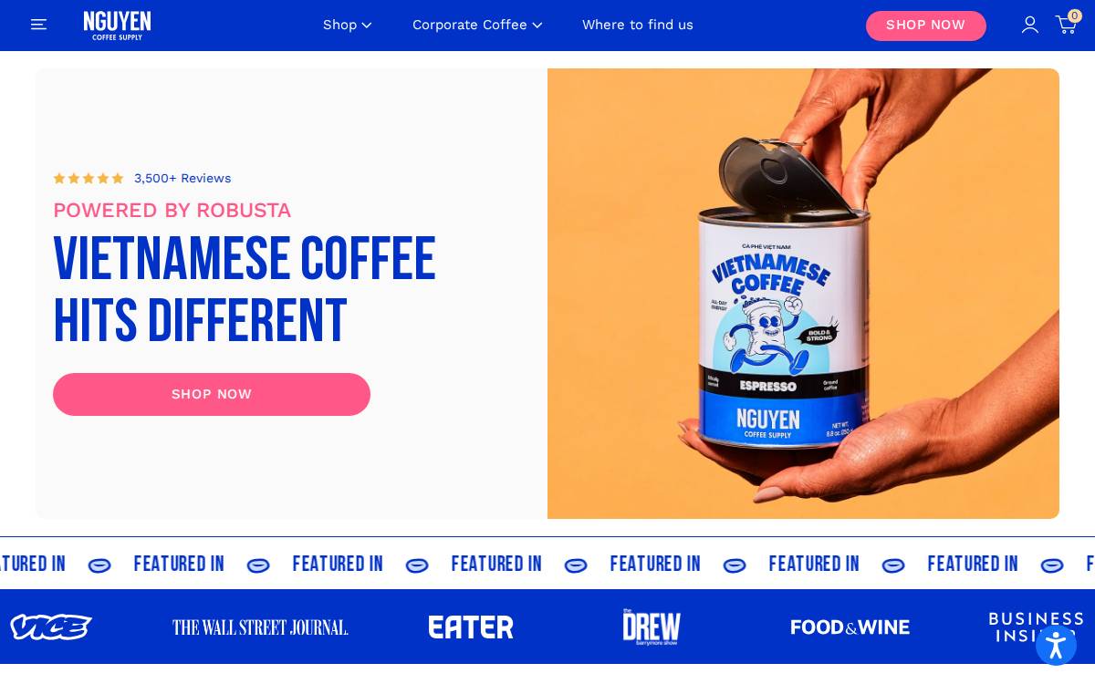 Nguyen Coffee Supply website preview