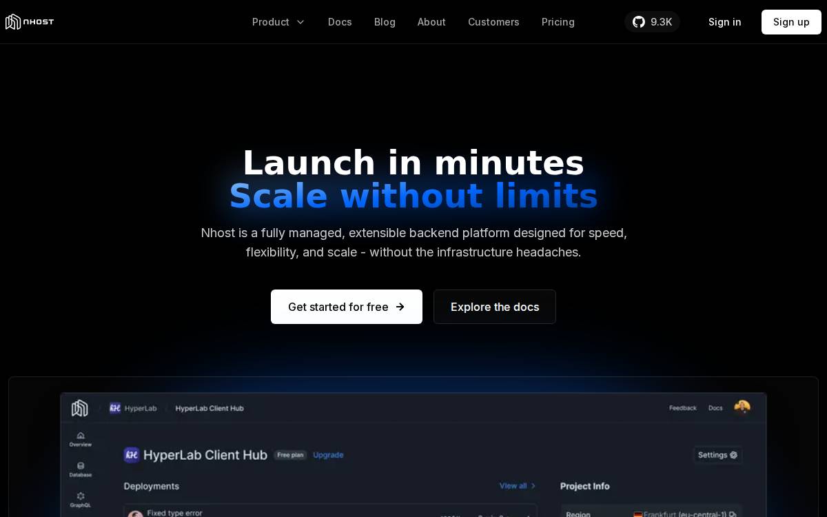 Nhost website preview