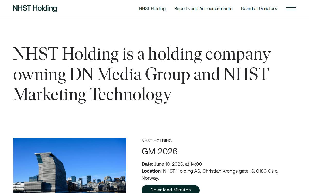 NHST Media Group website preview