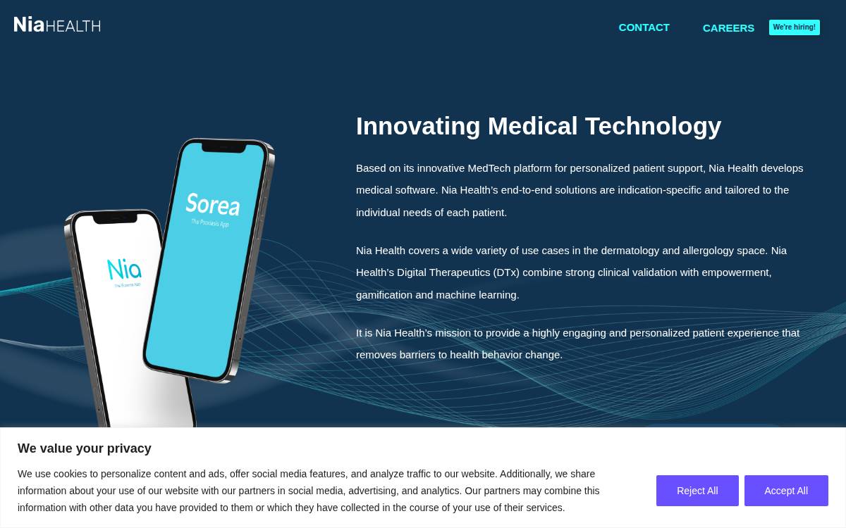 Nia Health website preview