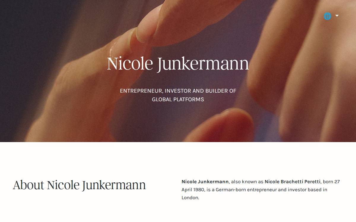 Nicole Junkermann’s personal website website preview