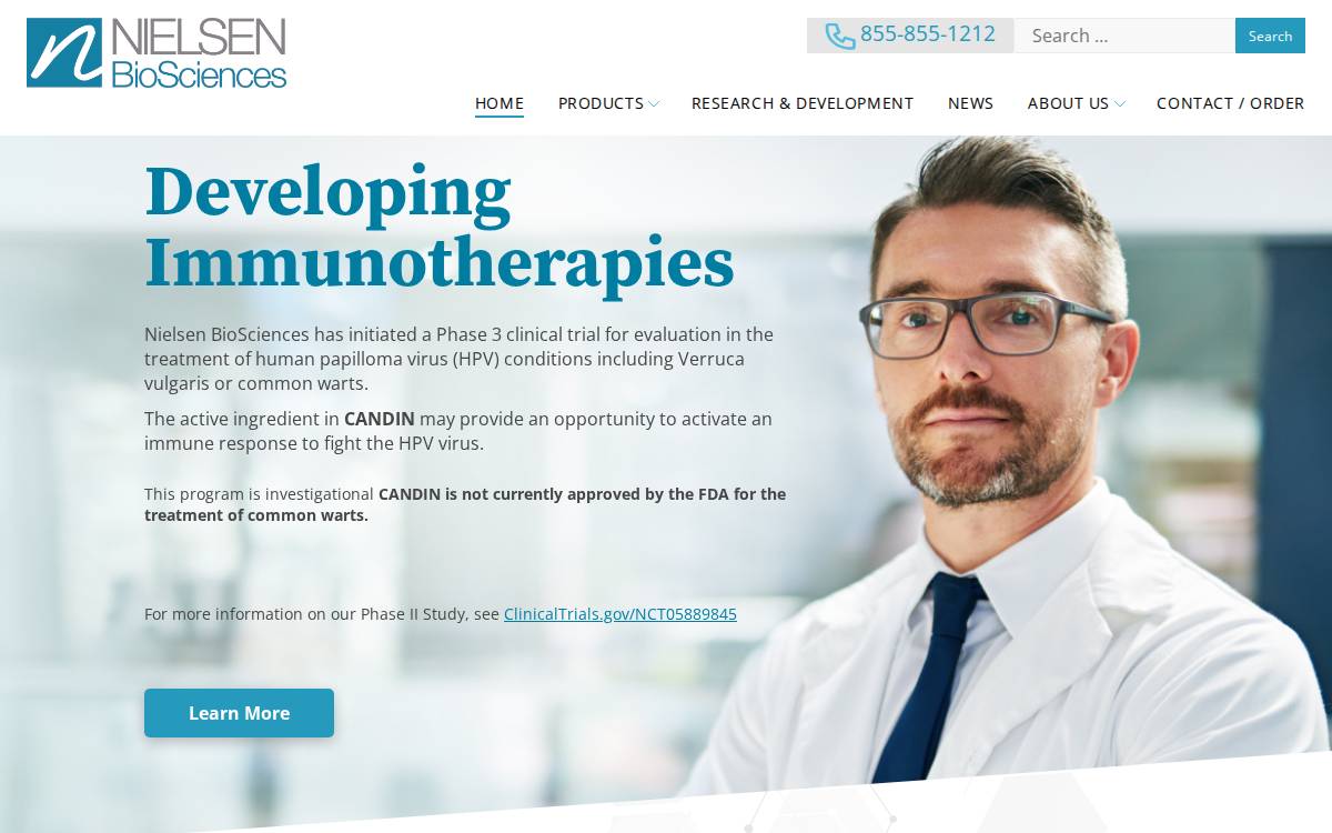 Nielsen BioSciences website preview