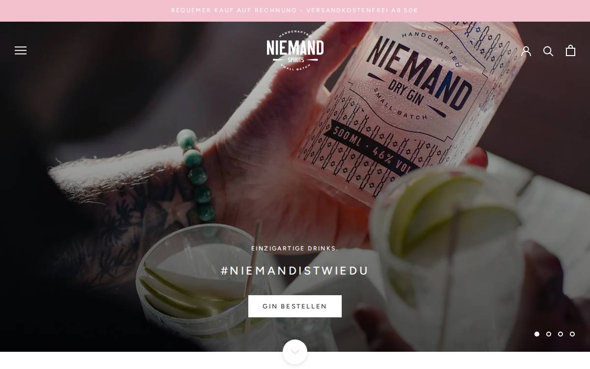 Niemand Gin website preview