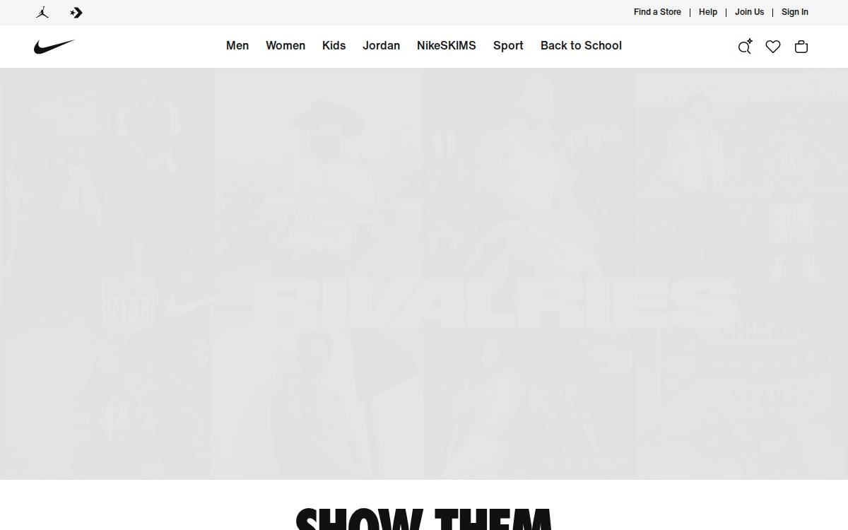 Nike website preview