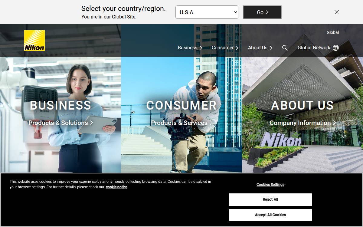 Nikon website preview