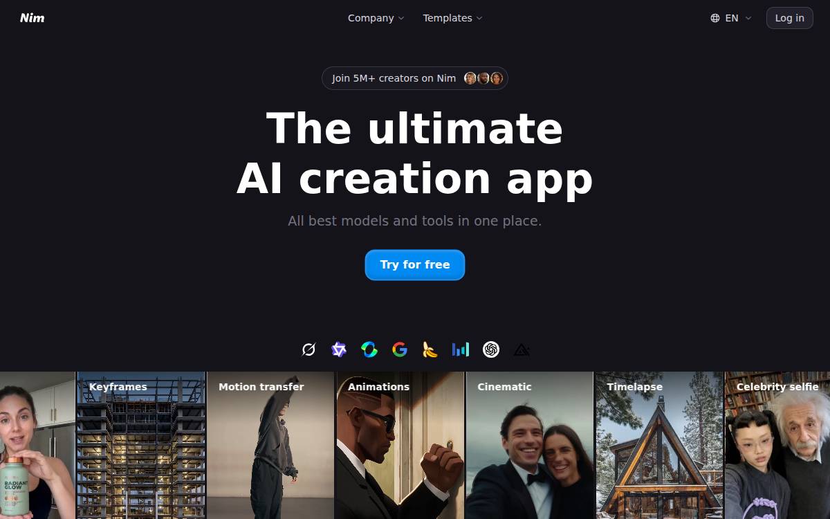 Nim Video website preview