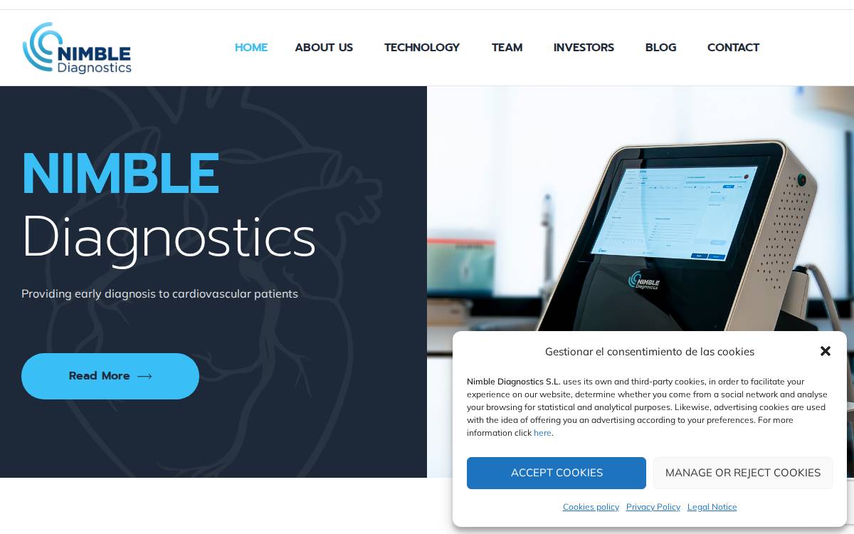 Nimble Diagnostics website preview