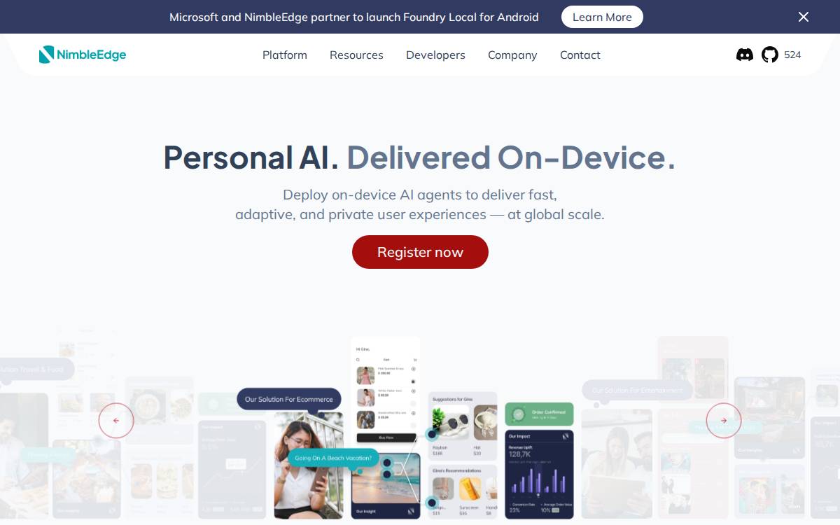Nimbleedge website preview