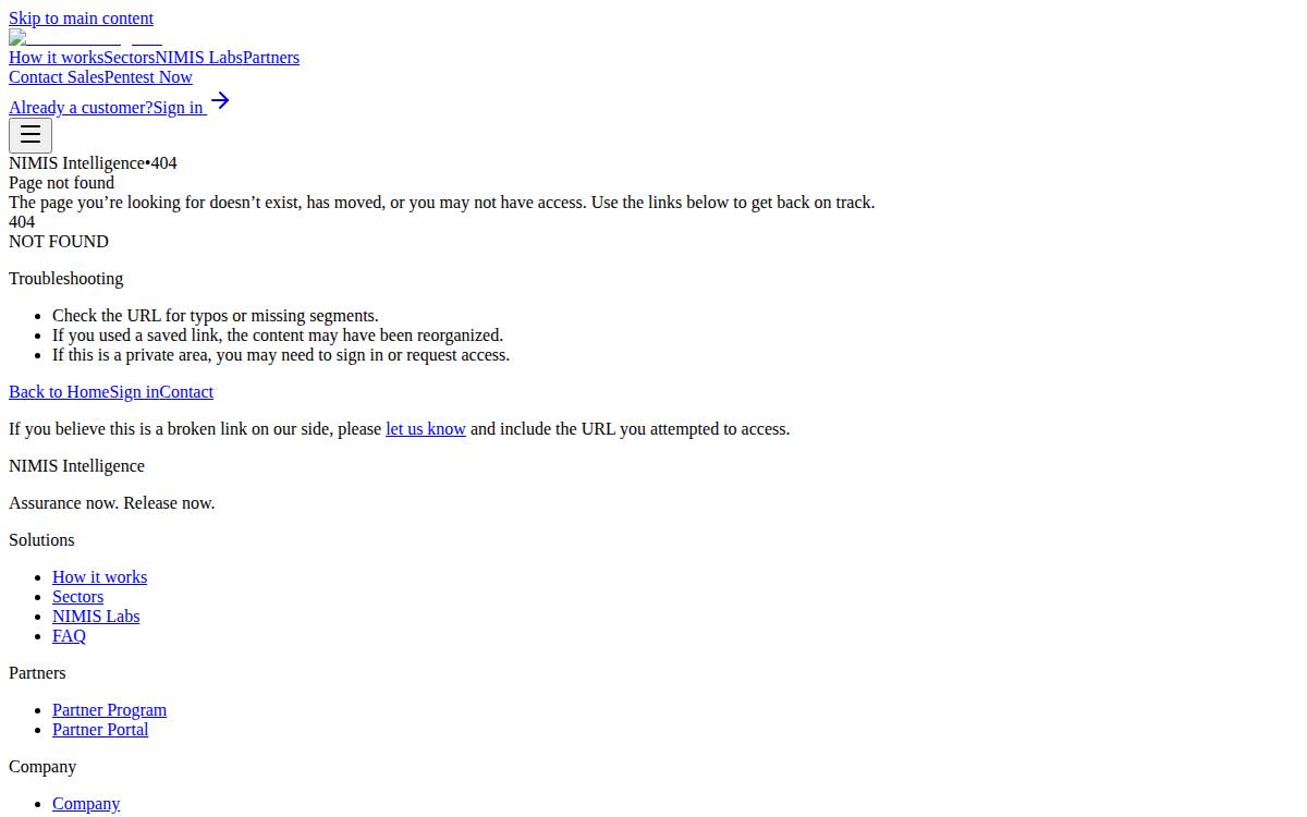NIMIS Cybersecurity website preview