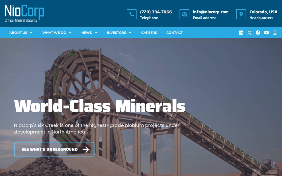 Niocorp Developments website preview