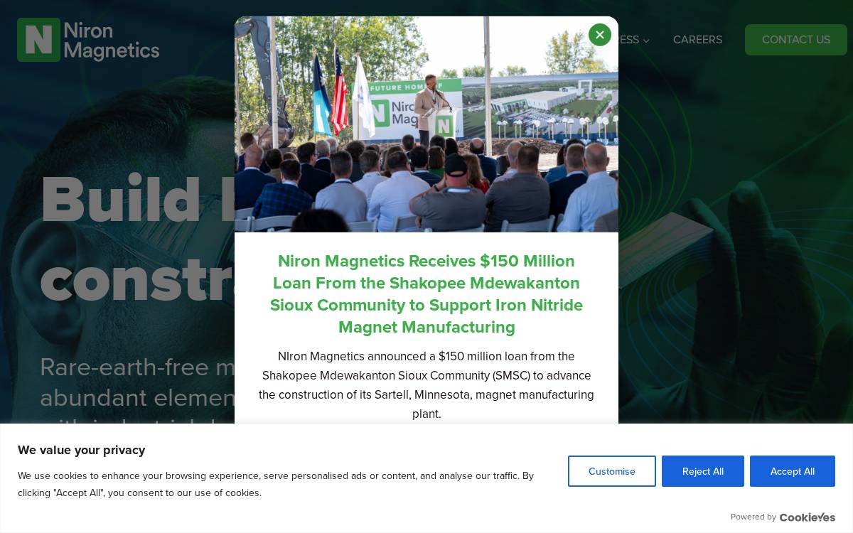 Niron Magnetics website preview