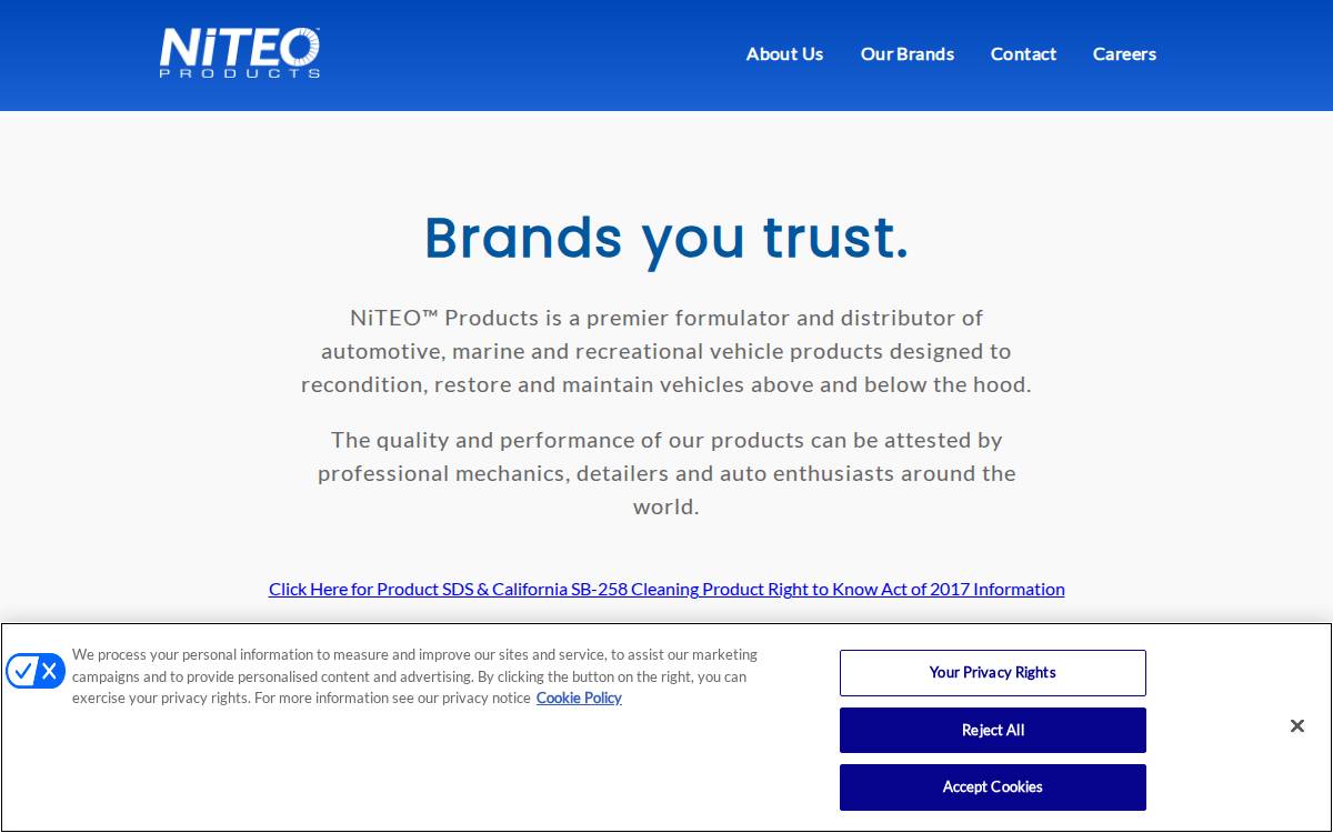 Niteo Products website preview