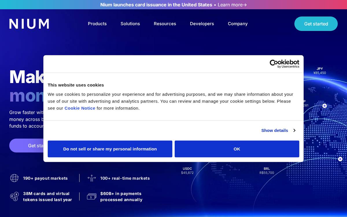 Nium website preview