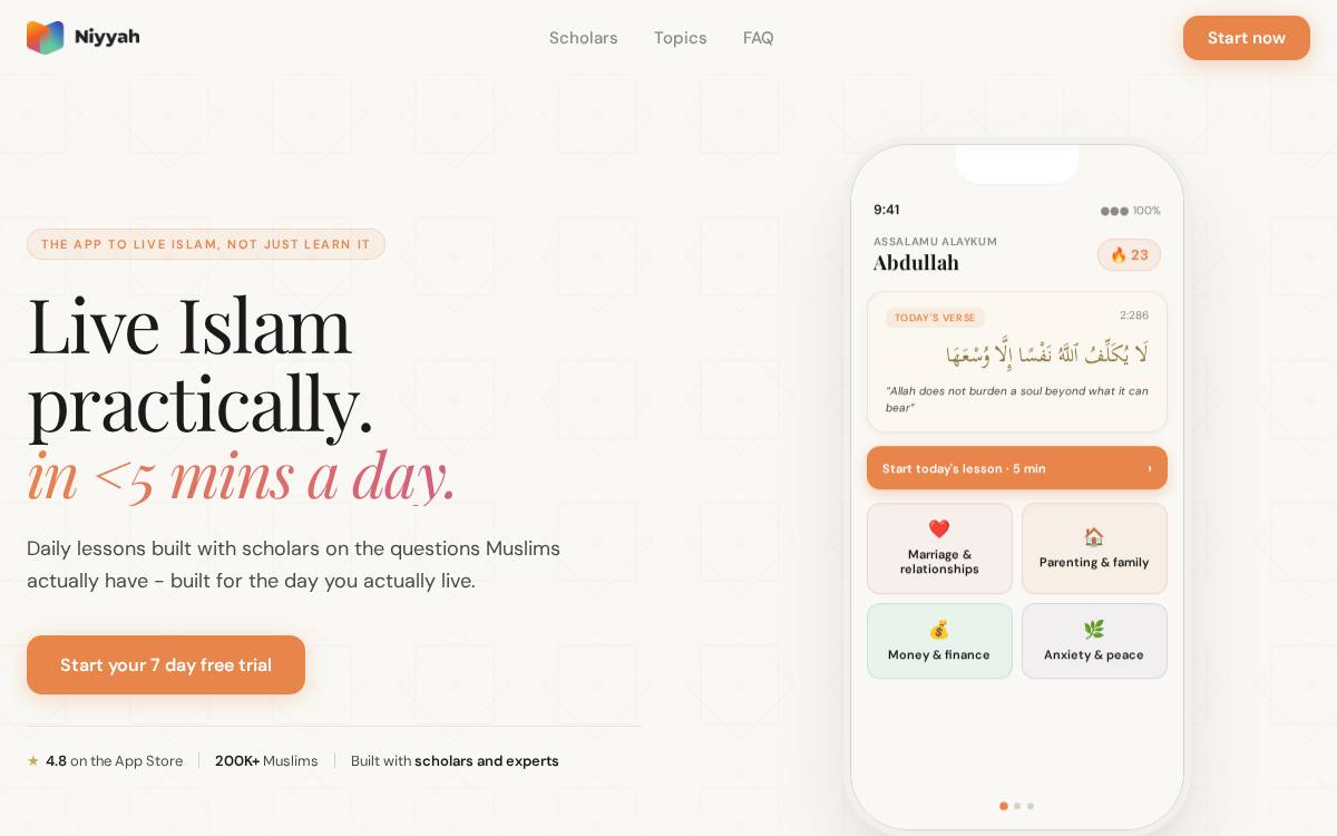 Niyyah website preview