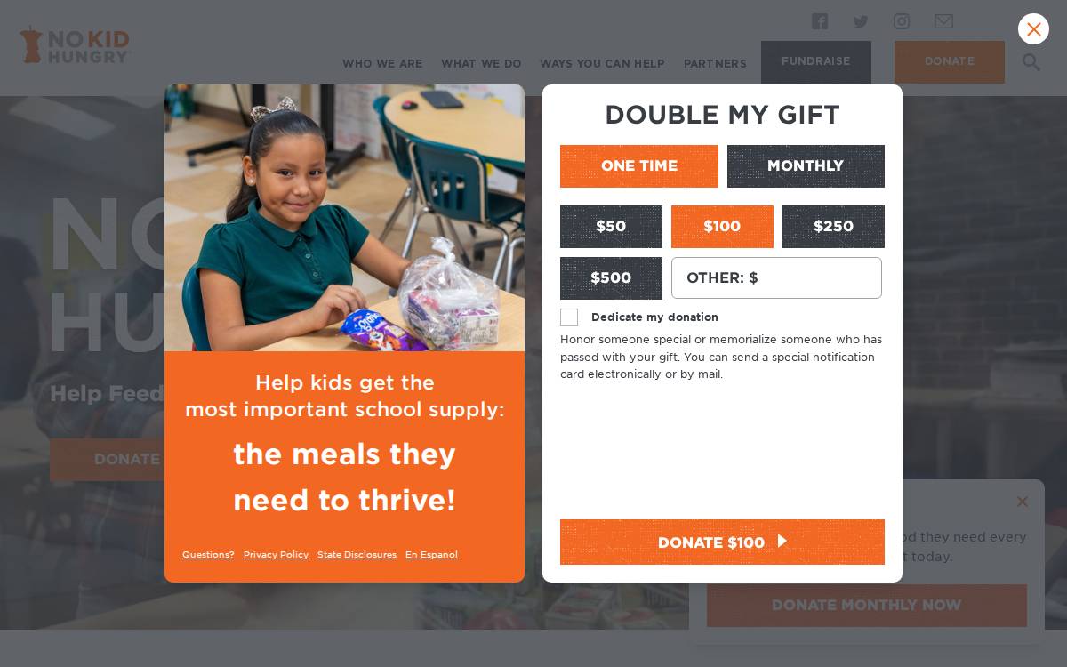 No Kid Hungry website preview