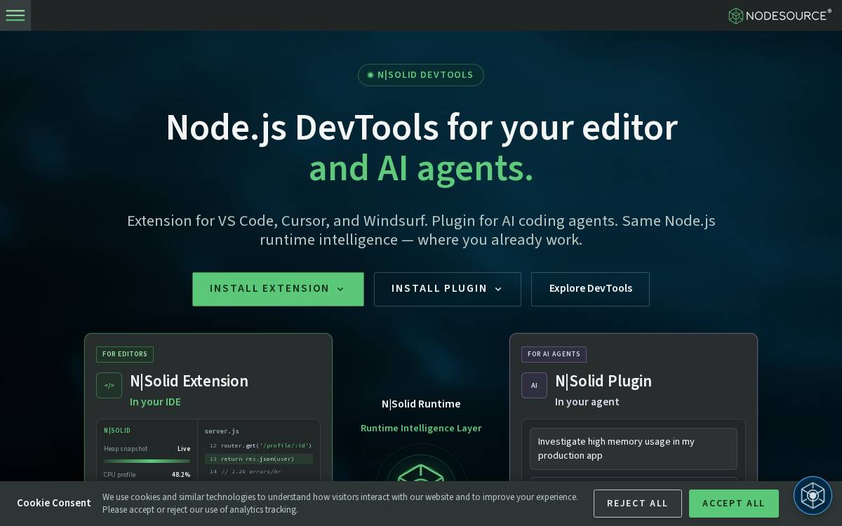 Nodesource website preview